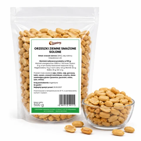 Orzeszki ziemne smażone solone 500 g w worku strunowym – Chrupniemy