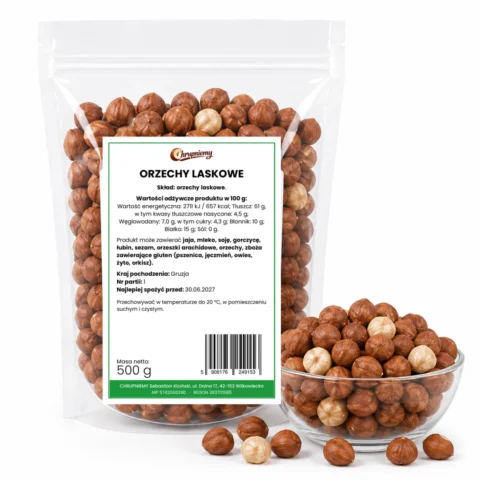 Orzechy laskowe z naszego sadu w Wilkowiecku 500 g w worku strunowym – Chrupniemy