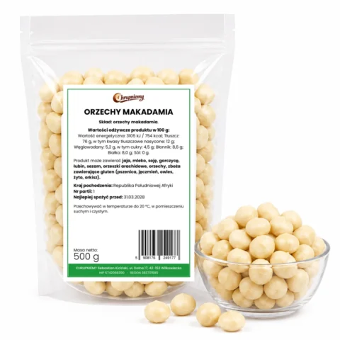 Orzechy makadamia całe 500 g w worku strunowym – Chrupniemy