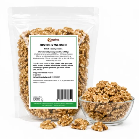 Orzechy włoskie 1 kg w worku strunowym – Chrupniemy